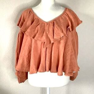 FREE PEOPLE Peasant Blouse Zuri Top NEW Cropped Open Back Beach Boho Festival S